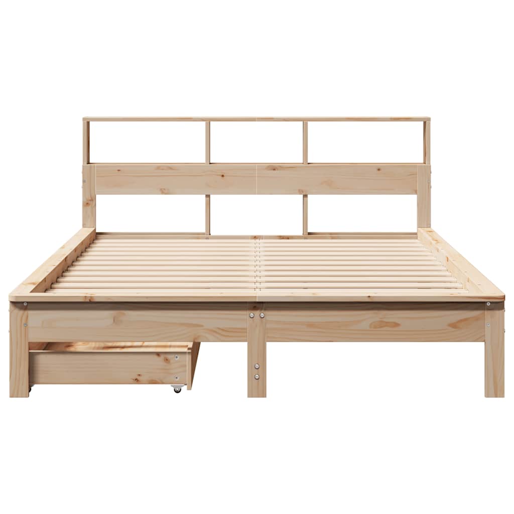 Bed met boekenkast zonder matras massief grenenhout 135x190 cm is nu te koop bij PeponiXL, paradijselijk wonen!