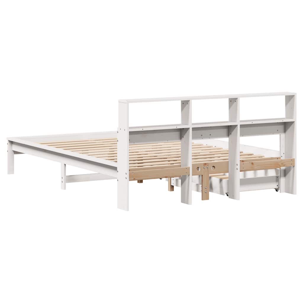 Bed met boekenkast zonder matras grenenhout wit 135x190 cm is nu te koop bij PeponiXL, paradijselijk wonen!