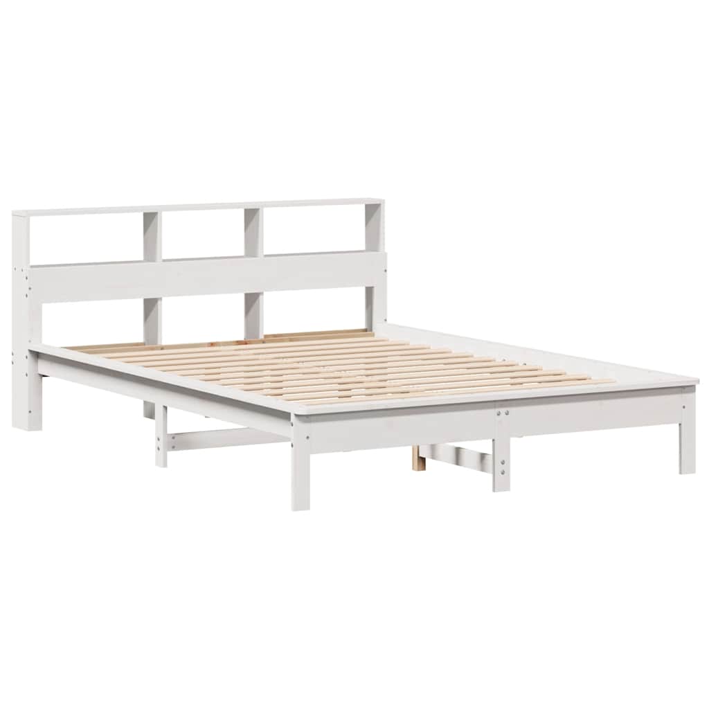 Bed met boekenkast zonder matras grenenhout wit 135x190 cm is nu te koop bij PeponiXL, paradijselijk wonen!