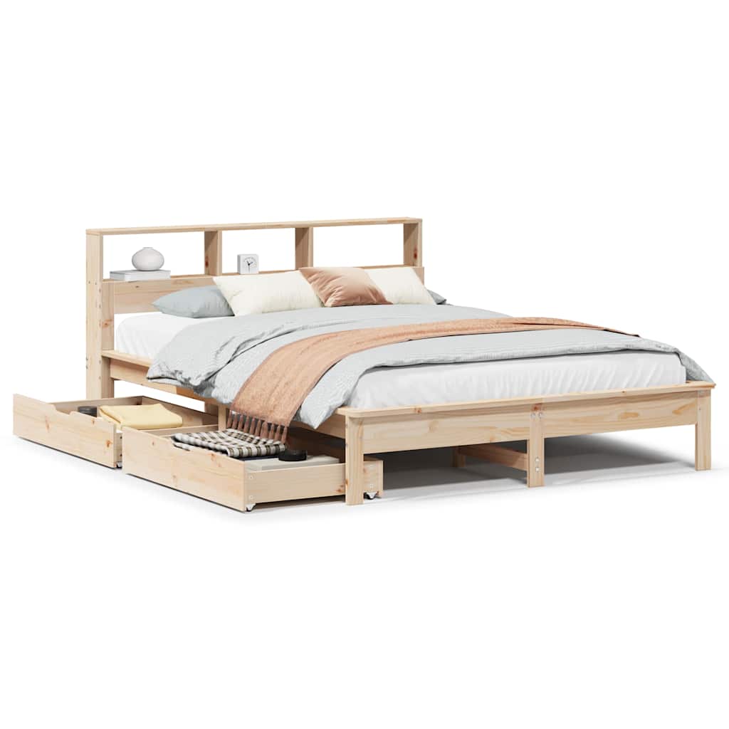 Bed met boekenkast zonder matras massief grenenhout 120x190 cm is nu te koop bij PeponiXL, paradijselijk wonen!