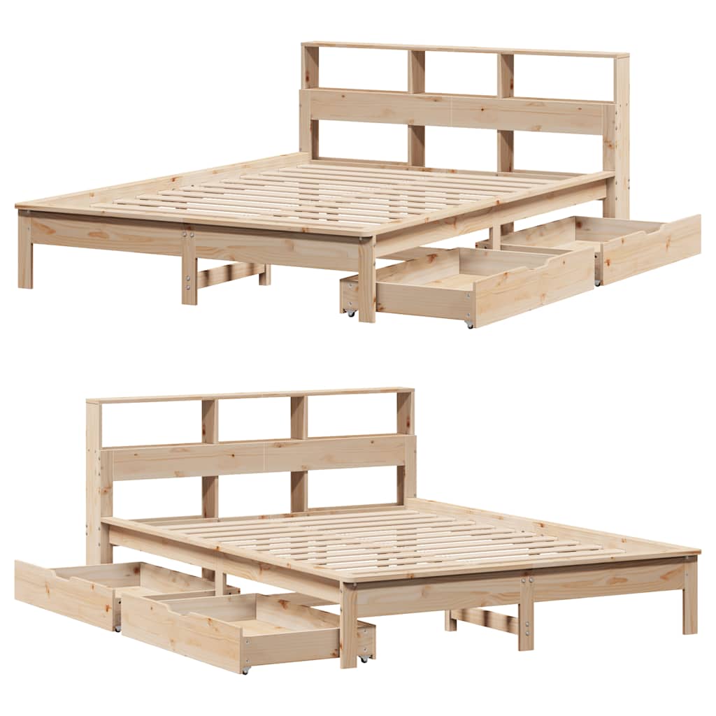 Bed met boekenkast zonder matras massief grenenhout 120x190 cm is nu te koop bij PeponiXL, paradijselijk wonen!