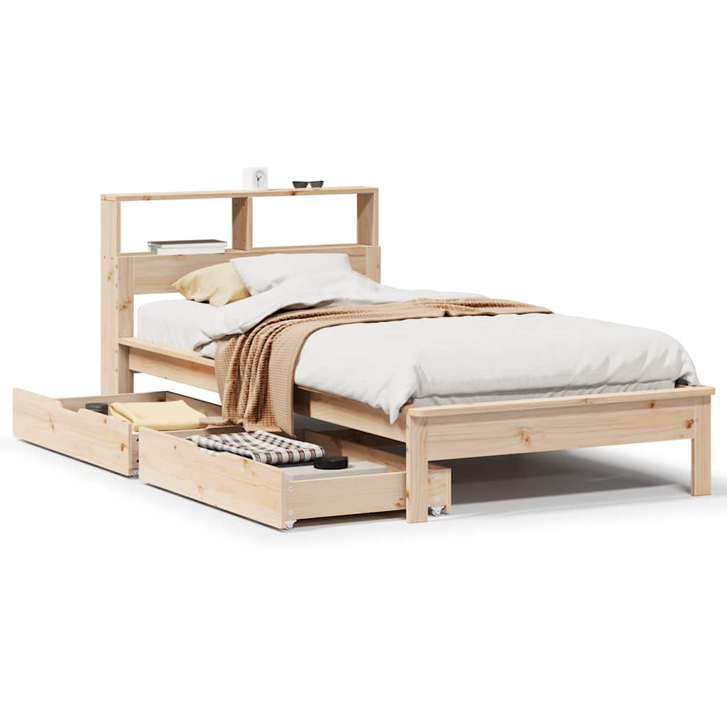 Bed met boekenkast zonder matras massief grenenhout 90x190 cm is nu te koop bij PeponiXL, paradijselijk wonen!