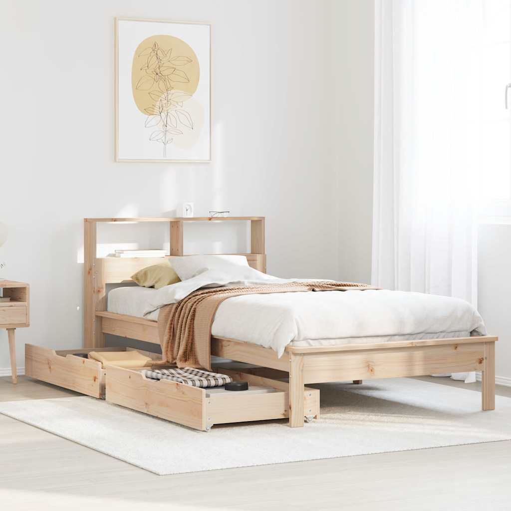 Bed met boekenkast zonder matras massief grenenhout 90x190 cm is nu te koop bij PeponiXL, paradijselijk wonen!