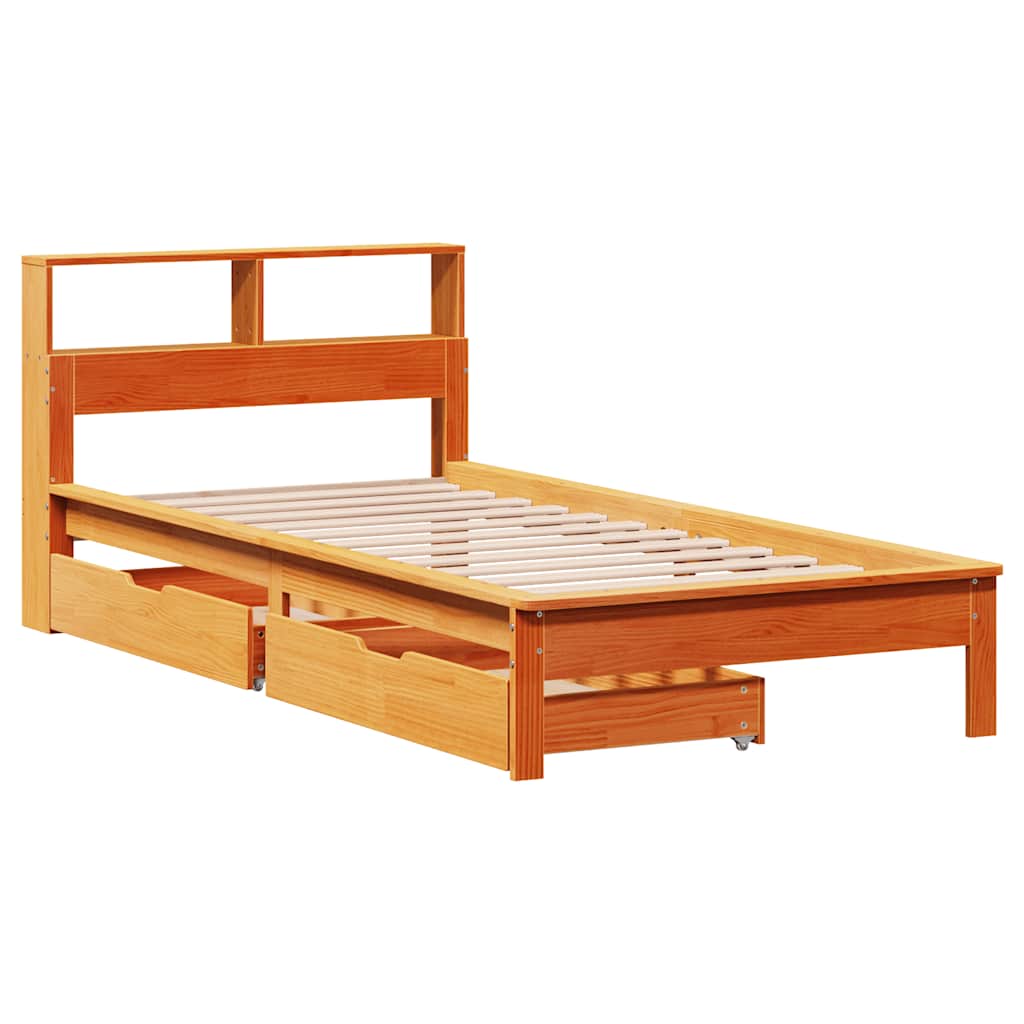 Bed met boekenkast zonder matras grenenhout wasbruin 90x190 cm is nu te koop bij PeponiXL, paradijselijk wonen!