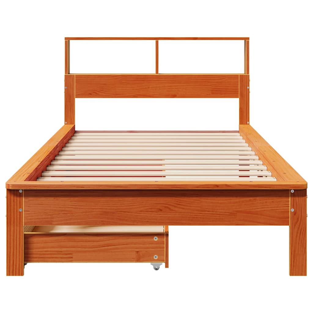 Bed met boekenkast zonder matras grenenhout wasbruin 90x190 cm is nu te koop bij PeponiXL, paradijselijk wonen!