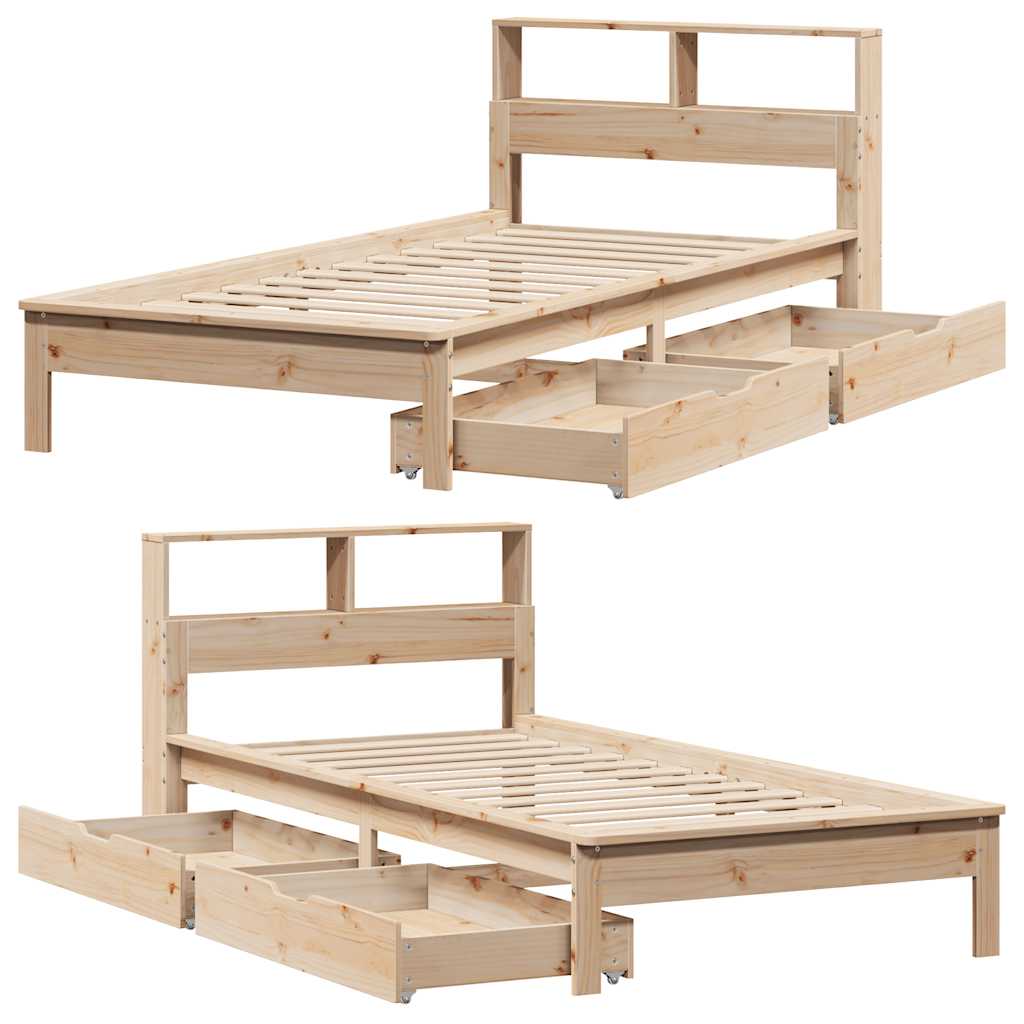 Bed met boekenkast zonder matras massief grenenhout 75x190 cm is nu te koop bij PeponiXL, paradijselijk wonen!