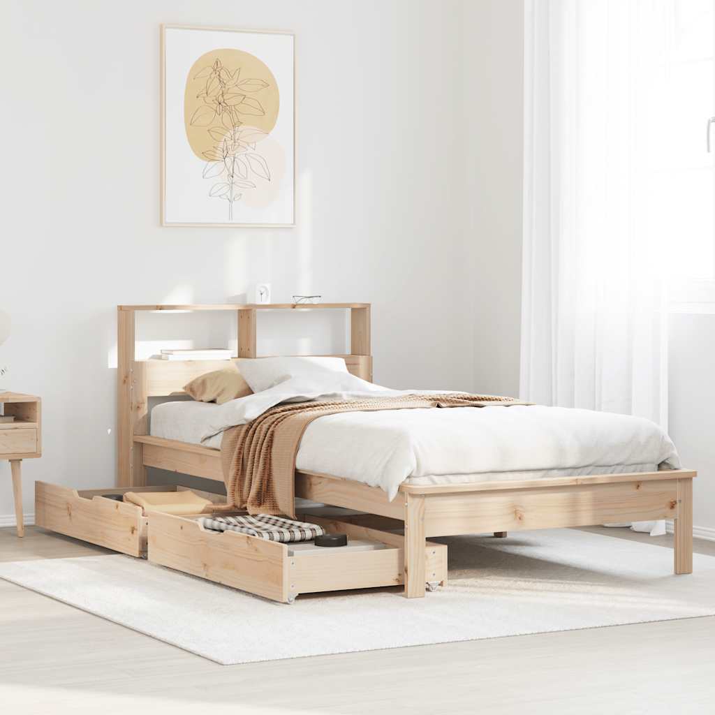 Bed met boekenkast zonder matras massief grenenhout 75x190 cm is nu te koop bij PeponiXL, paradijselijk wonen!