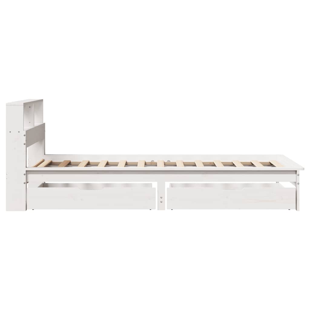 Bed met boekenkast zonder matras grenenhout wit 75x190 cm is nu te koop bij PeponiXL, paradijselijk wonen!