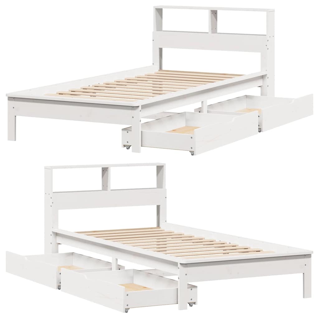 Bed met boekenkast zonder matras grenenhout wit 75x190 cm is nu te koop bij PeponiXL, paradijselijk wonen!