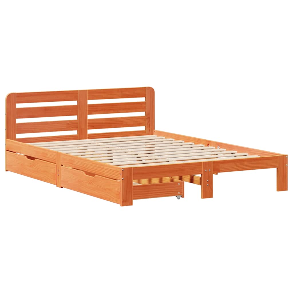 Bedframe zonder matras massief grenenhout wasbruin 120x200 cm is nu te koop bij PeponiXL, paradijselijk wonen!