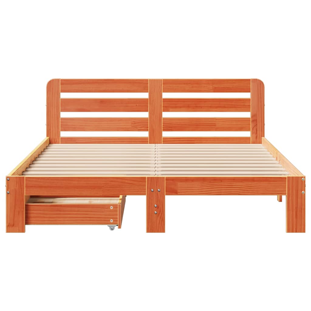 Bedframe zonder matras massief grenenhout wasbruin 120x200 cm is nu te koop bij PeponiXL, paradijselijk wonen!