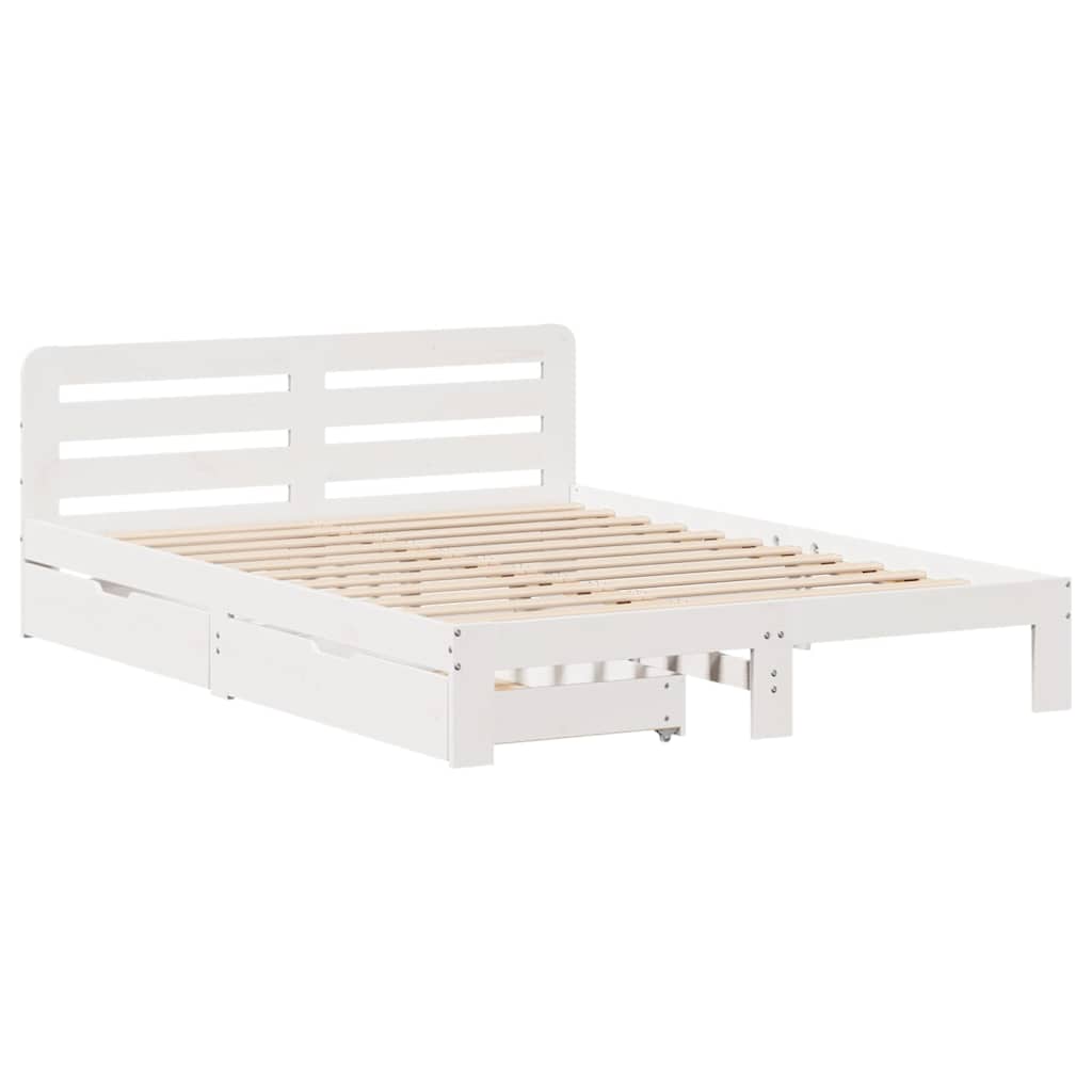Bedframe zonder matras massief grenenhout wit 140x200 cm is nu te koop bij PeponiXL, paradijselijk wonen!