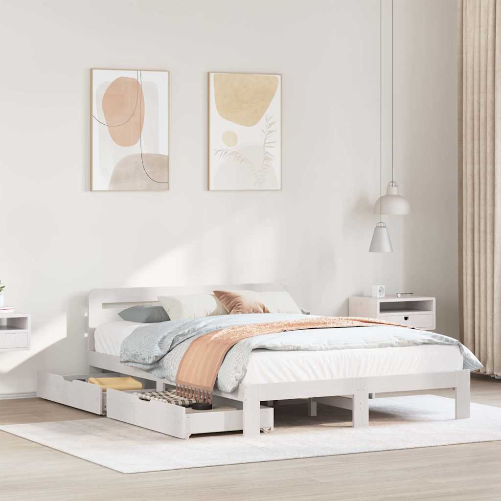 Bedframe zonder matras massief grenenhout wit 140x200 cm is nu te koop bij PeponiXL, paradijselijk wonen!