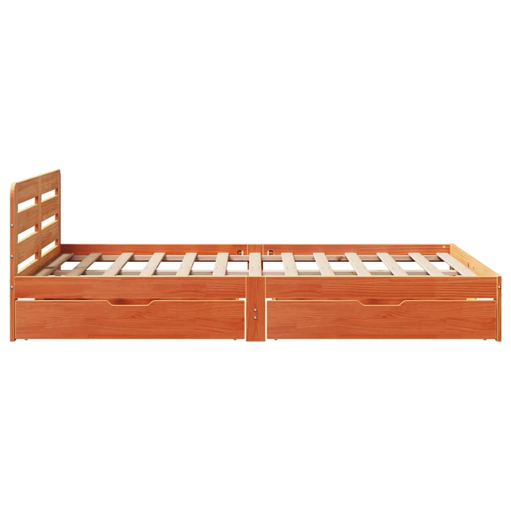 Bedframe zonder matras massief grenenhout wasbruin 140x200 cm is nu te koop bij PeponiXL, paradijselijk wonen!