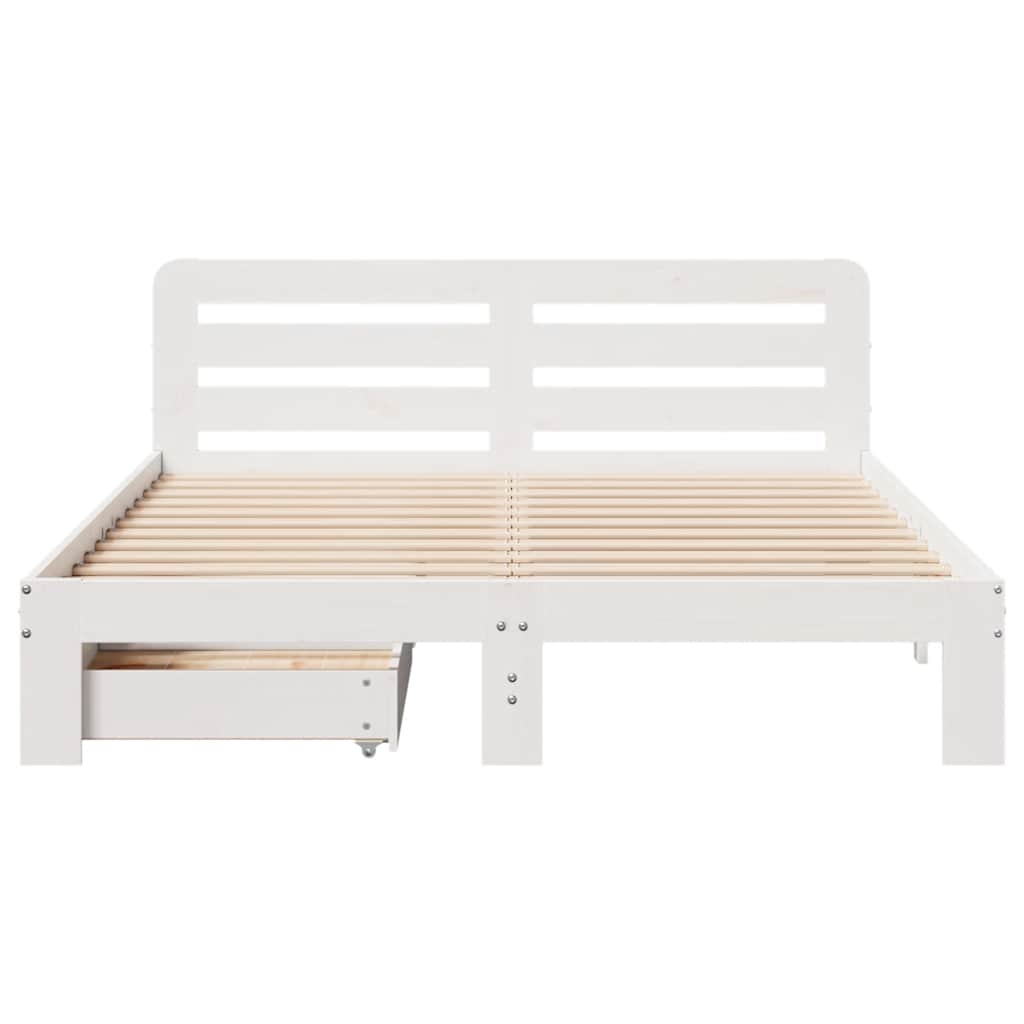 Bedframe zonder matras massief grenenhout wit 150x200 cm is nu te koop bij PeponiXL, paradijselijk wonen!