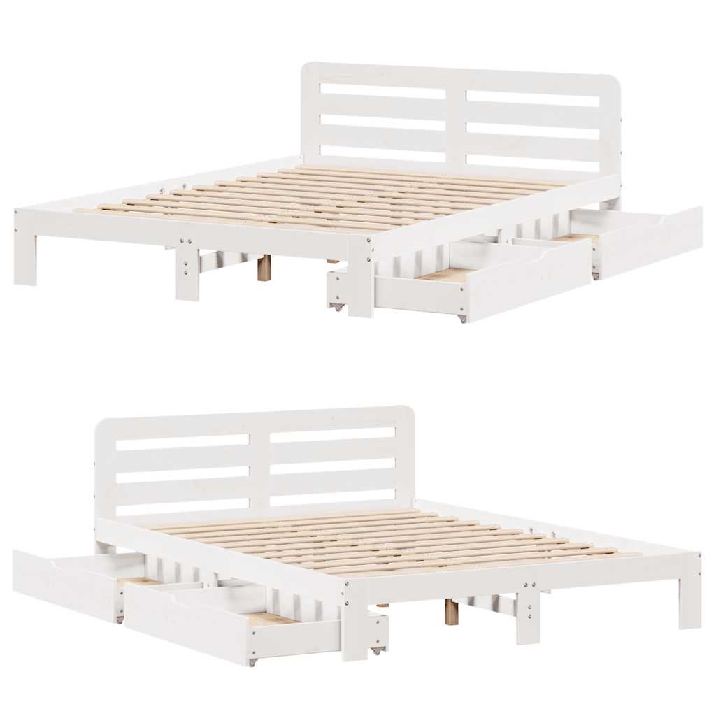 Bedframe zonder matras massief grenenhout wit 150x200 cm is nu te koop bij PeponiXL, paradijselijk wonen!