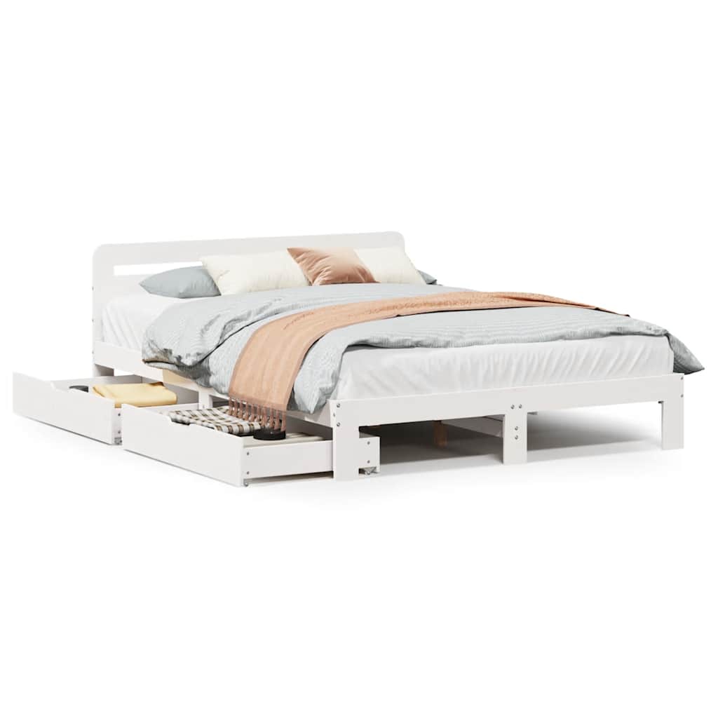 Bedframe zonder matras massief grenenhout wit 160x200 cm is nu te koop bij PeponiXL, paradijselijk wonen!