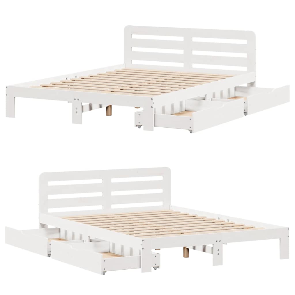 Bedframe zonder matras massief grenenhout wit 160x200 cm is nu te koop bij PeponiXL, paradijselijk wonen!