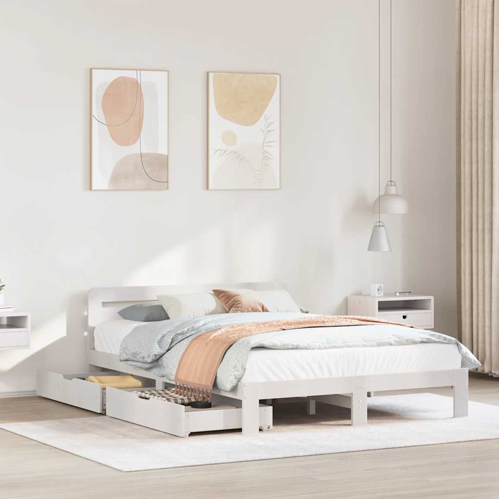 Bedframe zonder matras massief grenenhout wit 160x200 cm is nu te koop bij PeponiXL, paradijselijk wonen!