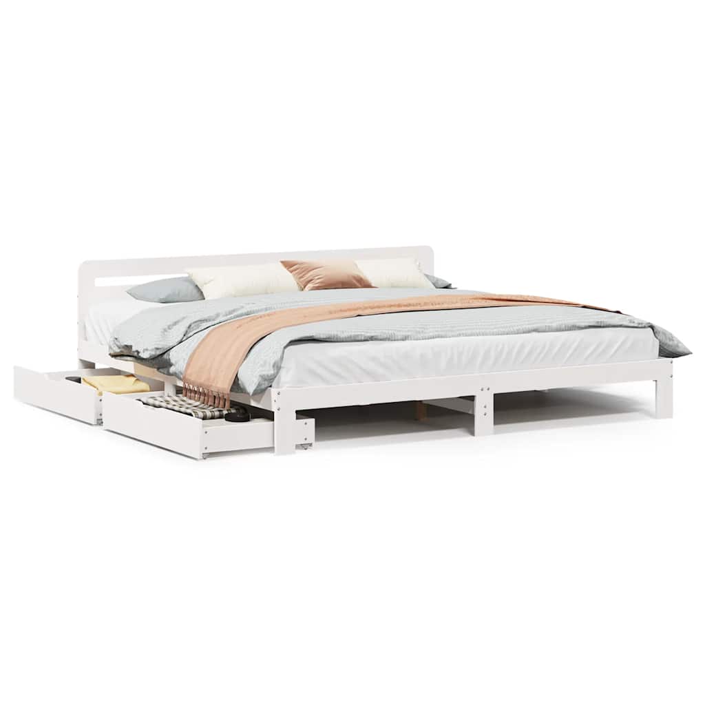 Bedframe zonder matras massief grenenhout wit 180x200 cm is nu te koop bij PeponiXL, paradijselijk wonen!