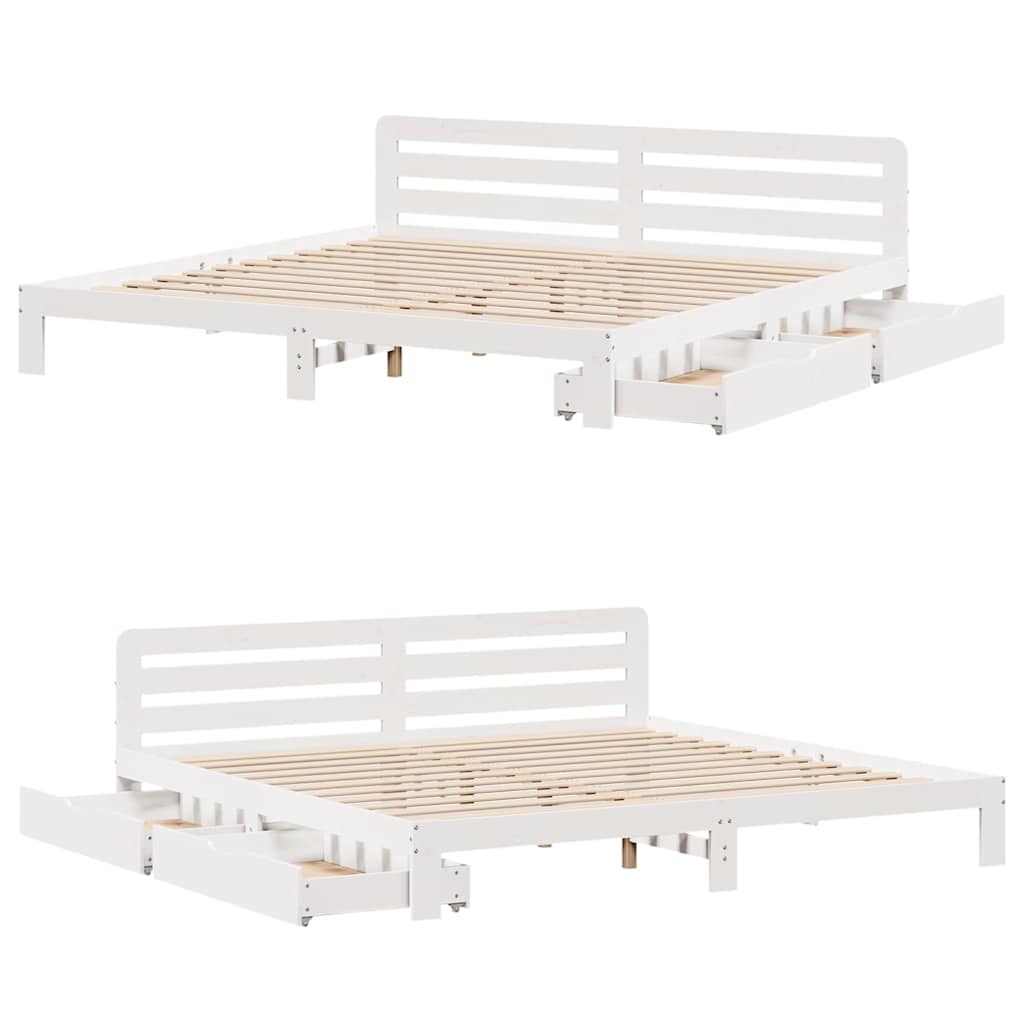 Bedframe zonder matras massief grenenhout wit 180x200 cm is nu te koop bij PeponiXL, paradijselijk wonen!