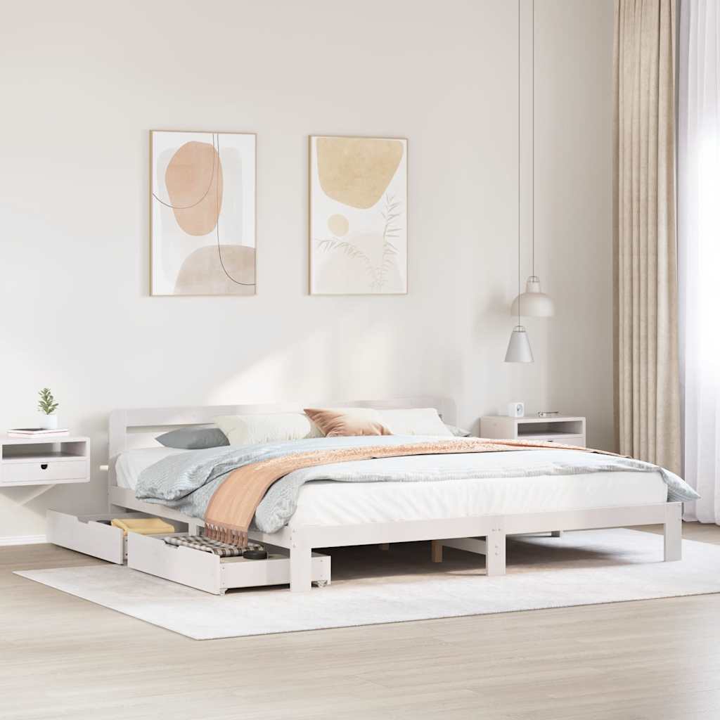 Bedframe zonder matras massief grenenhout wit 180x200 cm is nu te koop bij PeponiXL, paradijselijk wonen!