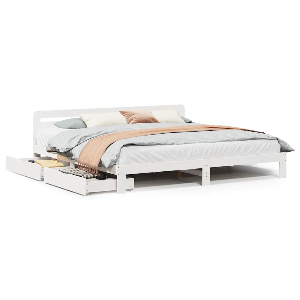 Bedframe zonder matras massief grenenhout wit 200x200 cm is nu te koop bij PeponiXL, paradijselijk wonen!