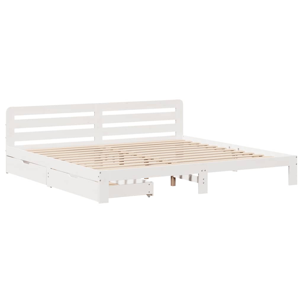 Bedframe zonder matras massief grenenhout wit 200x200 cm is nu te koop bij PeponiXL, paradijselijk wonen!