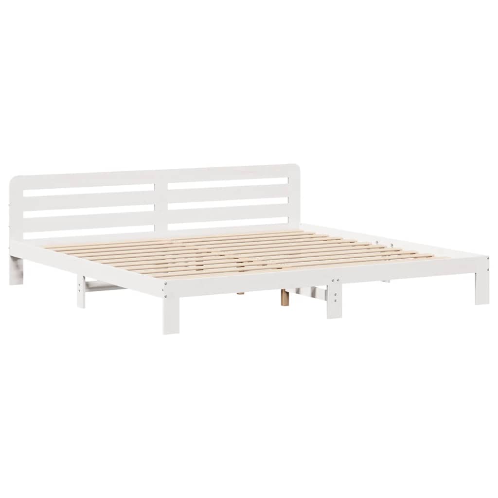 Bedframe zonder matras massief grenenhout wit 200x200 cm is nu te koop bij PeponiXL, paradijselijk wonen!
