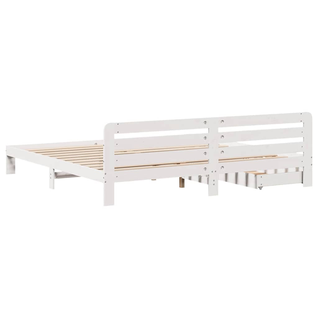 Bedframe zonder matras massief grenenhout wit 200x200 cm is nu te koop bij PeponiXL, paradijselijk wonen!