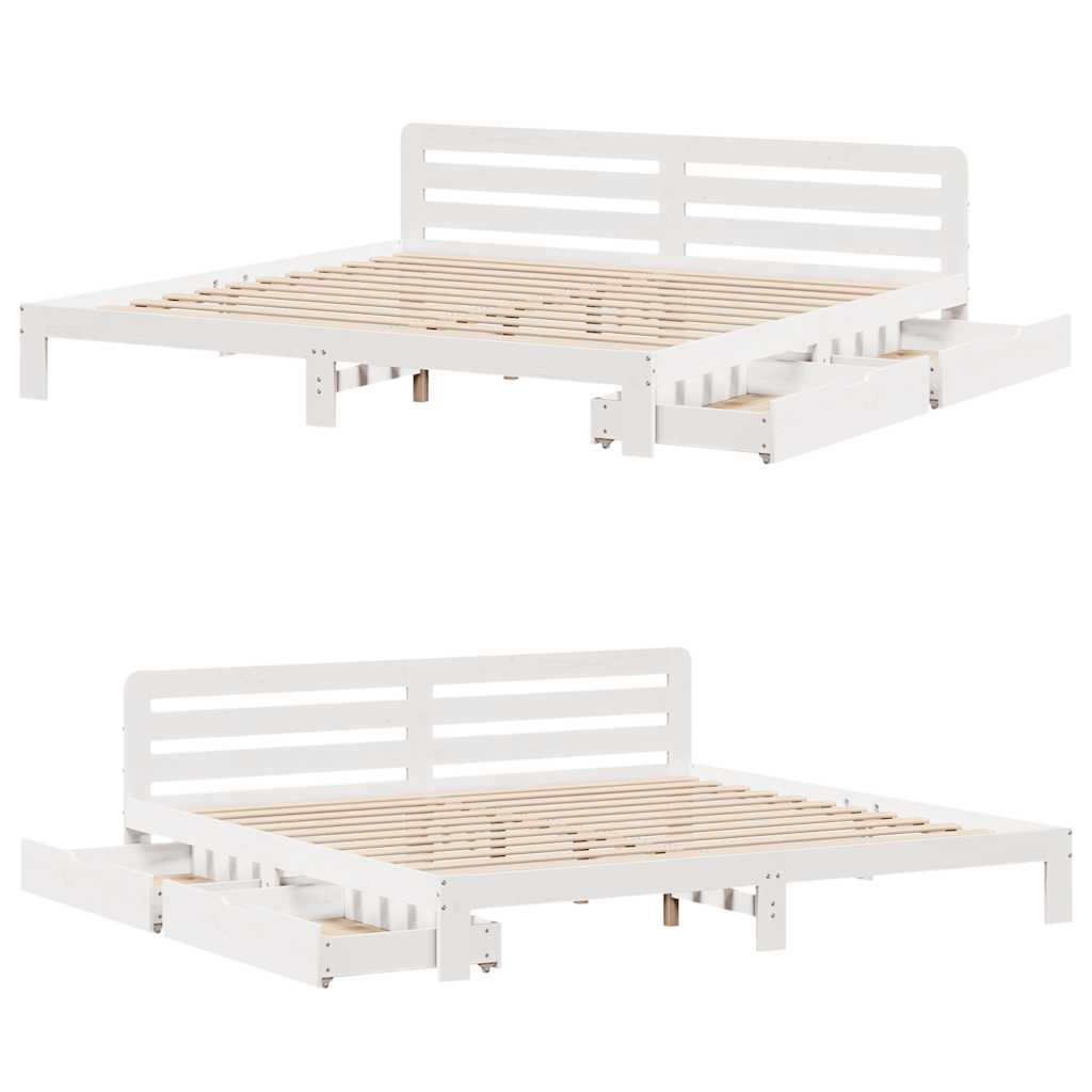 Bedframe zonder matras massief grenenhout wit 200x200 cm is nu te koop bij PeponiXL, paradijselijk wonen!
