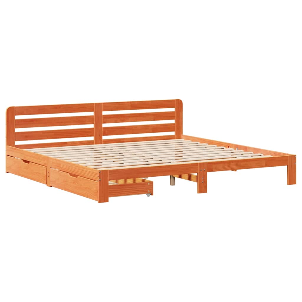 Bedframe zonder matras massief grenenhout wasbruin 200x200 cm is nu te koop bij PeponiXL, paradijselijk wonen!