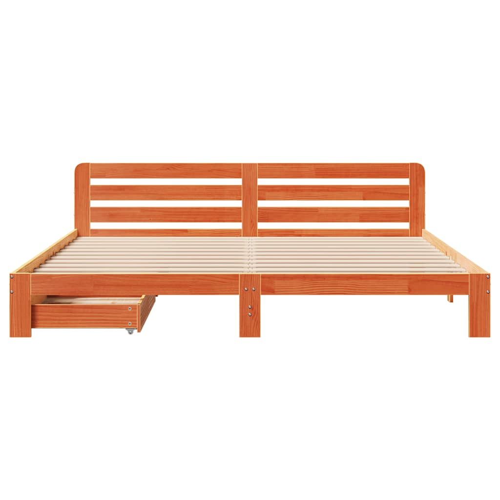 Bedframe zonder matras massief grenenhout wasbruin 200x200 cm is nu te koop bij PeponiXL, paradijselijk wonen!