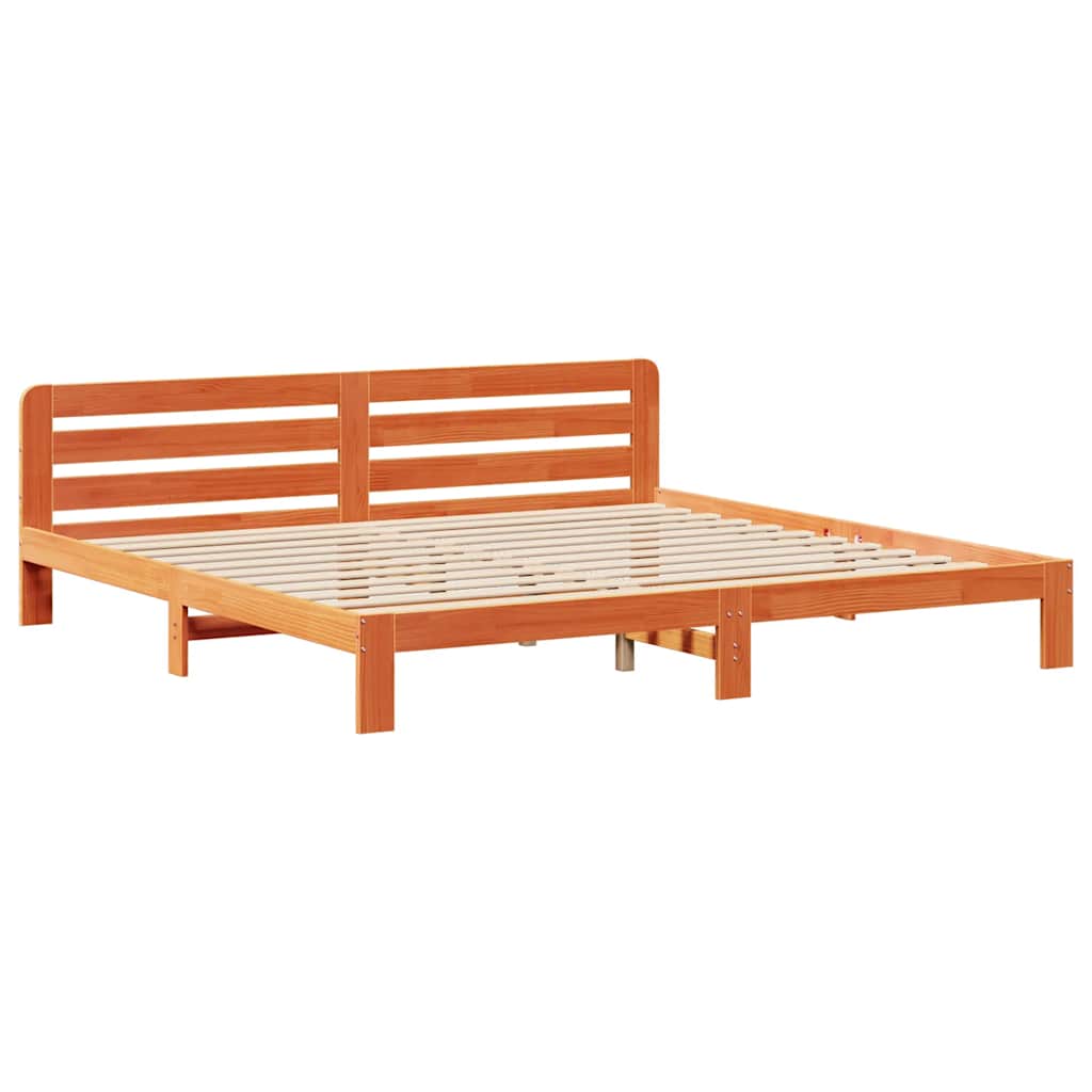 Bedframe zonder matras massief grenenhout wasbruin 200x200 cm is nu te koop bij PeponiXL, paradijselijk wonen!