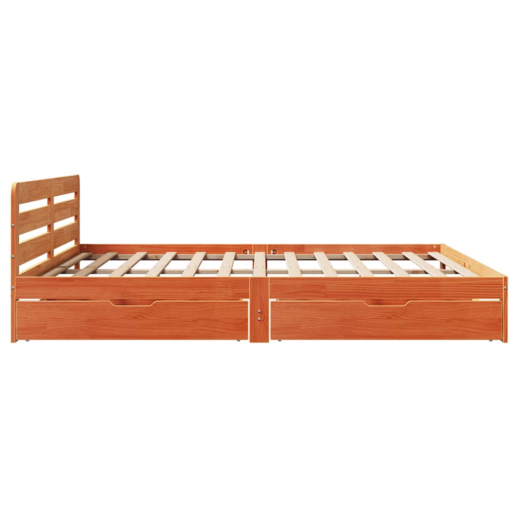 Bedframe zonder matras massief grenenhout wasbruin 200x200 cm is nu te koop bij PeponiXL, paradijselijk wonen!