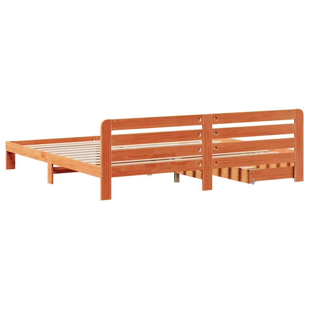 Bedframe zonder matras massief grenenhout wasbruin 200x200 cm is nu te koop bij PeponiXL, paradijselijk wonen!