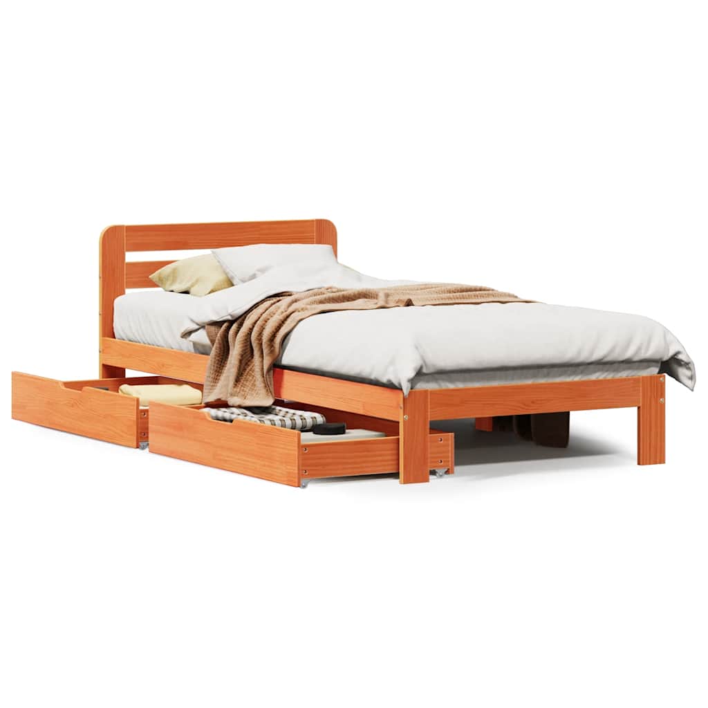 Bedframe zonder matras massief grenenhout wasbruin 90x190 cm is nu te koop bij PeponiXL, paradijselijk wonen!