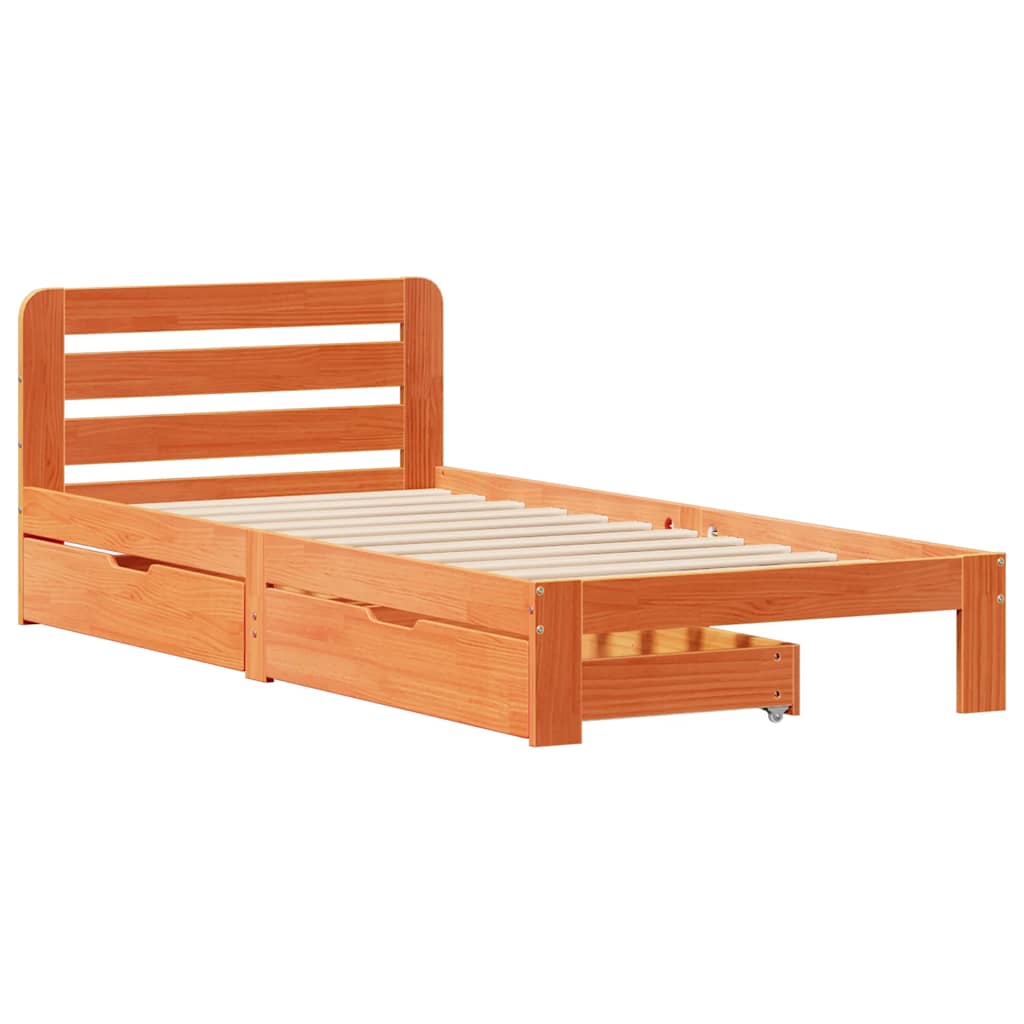 Bedframe zonder matras massief grenenhout wasbruin 90x190 cm is nu te koop bij PeponiXL, paradijselijk wonen!