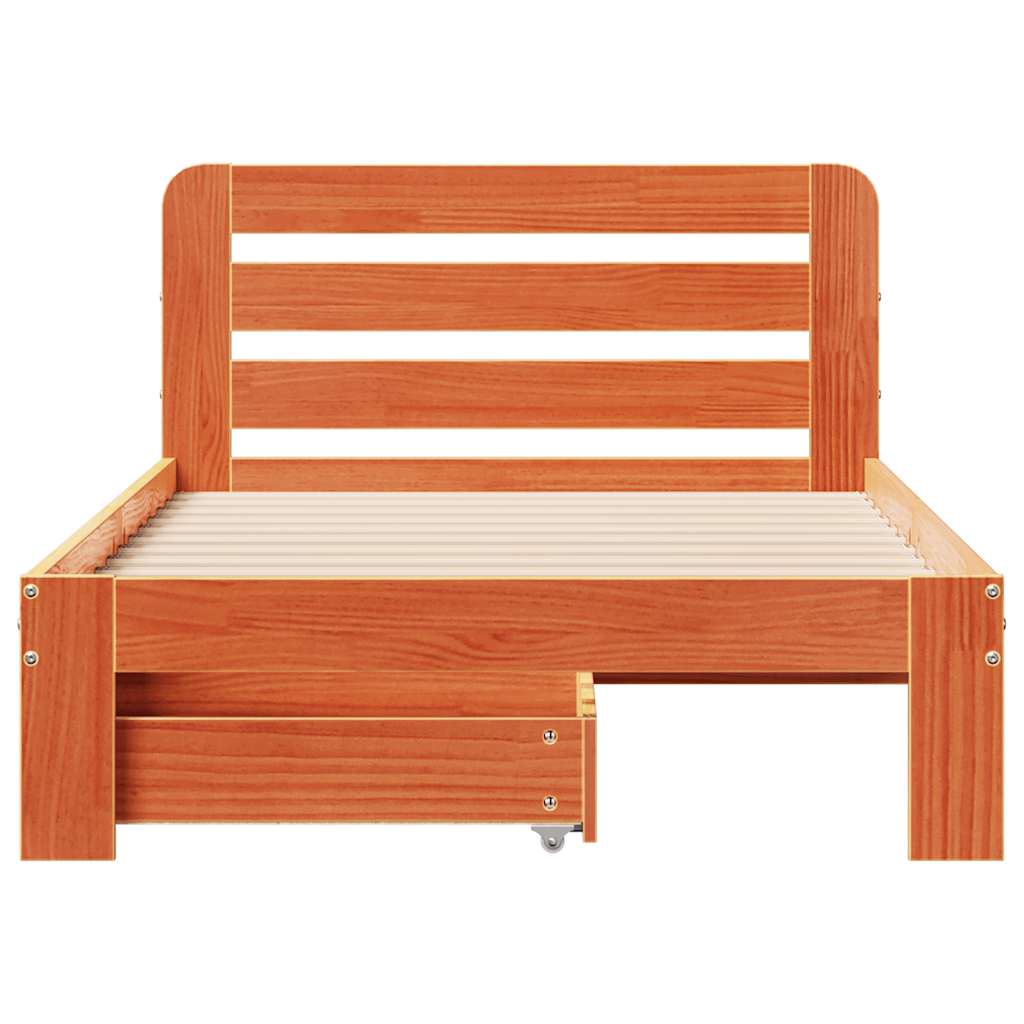 Bedframe zonder matras massief grenenhout wasbruin 90x190 cm is nu te koop bij PeponiXL, paradijselijk wonen!