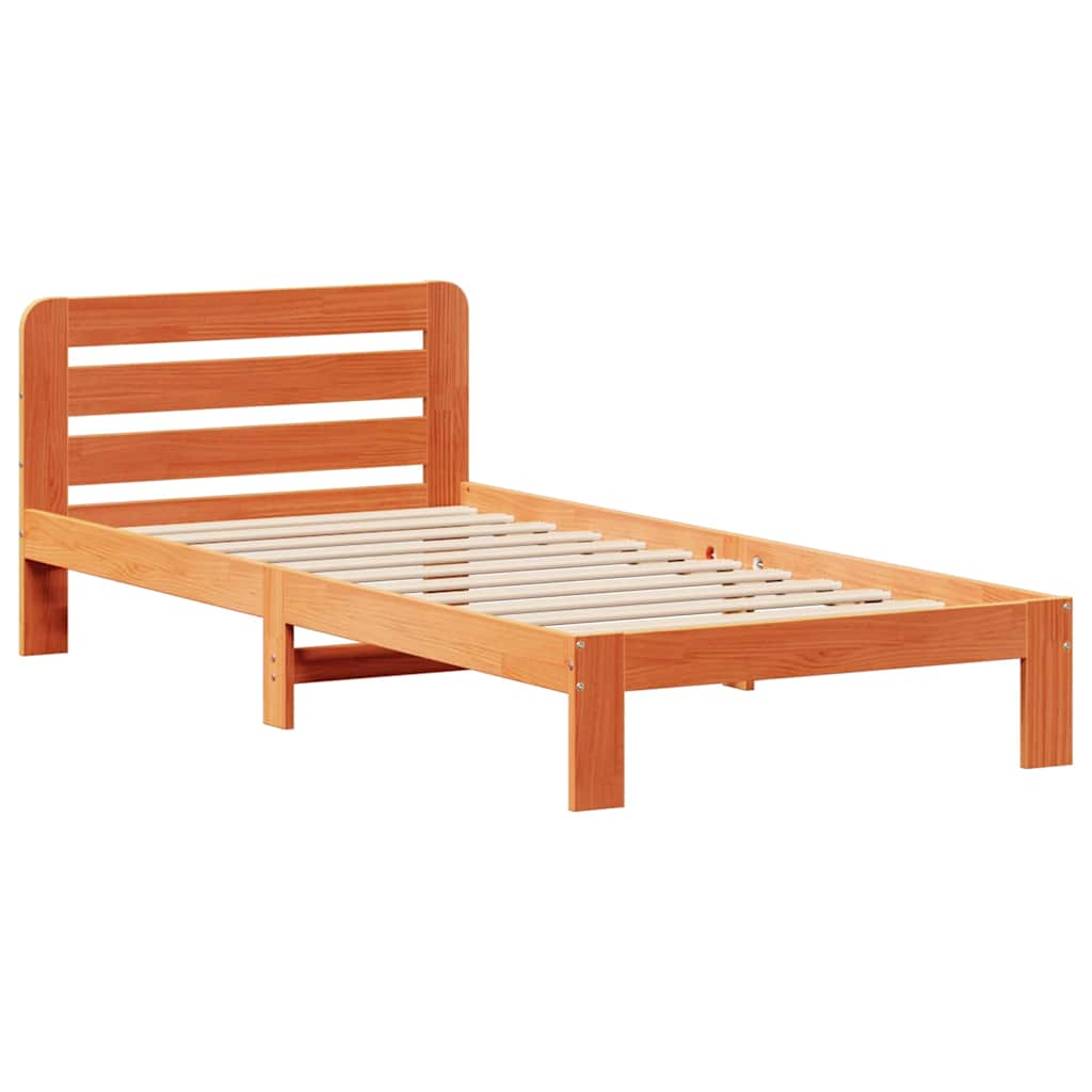 Bedframe zonder matras massief grenenhout wasbruin 90x190 cm is nu te koop bij PeponiXL, paradijselijk wonen!