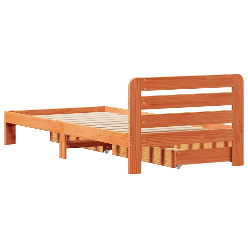 Bedframe zonder matras massief grenenhout wasbruin 90x190 cm is nu te koop bij PeponiXL, paradijselijk wonen!
