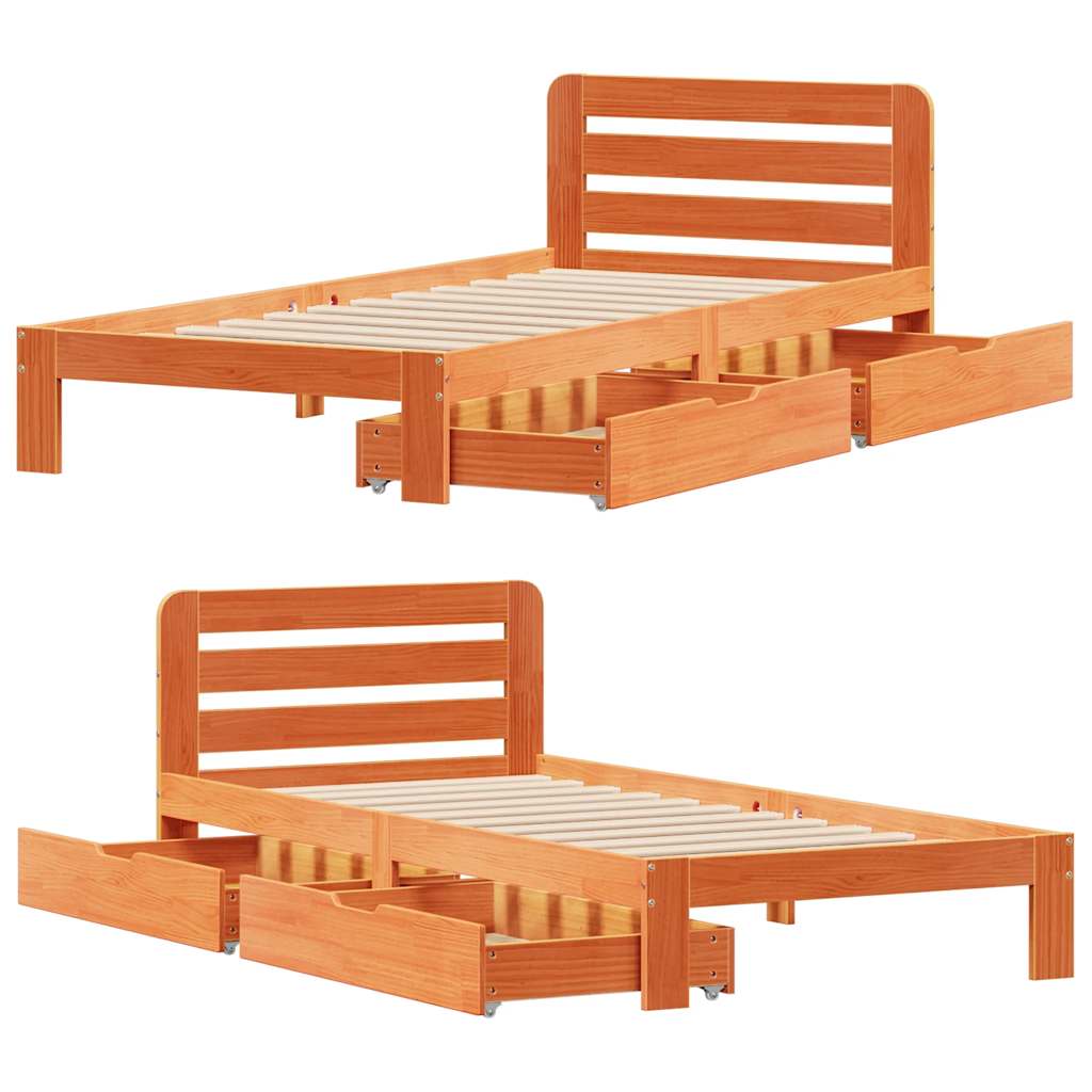 Bedframe zonder matras massief grenenhout wasbruin 90x190 cm is nu te koop bij PeponiXL, paradijselijk wonen!