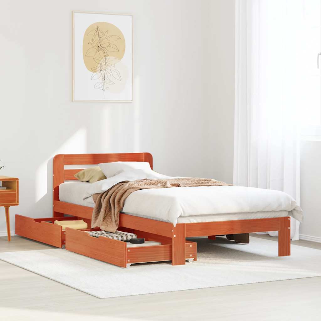 Bedframe zonder matras massief grenenhout wasbruin 90x190 cm is nu te koop bij PeponiXL, paradijselijk wonen!