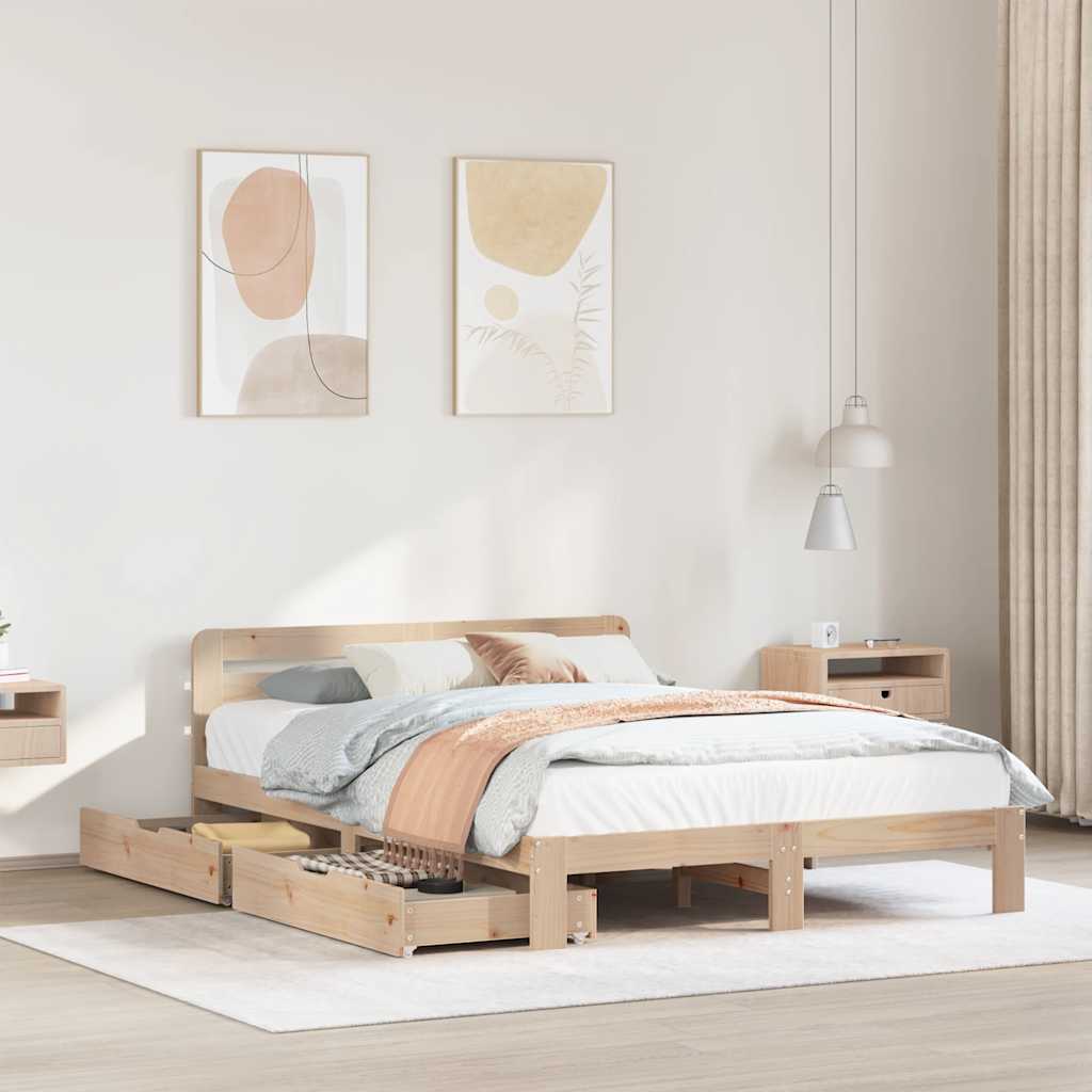 Bedframe zonder matras massief grenenhout 135x190 cm is nu te koop bij PeponiXL, paradijselijk wonen!