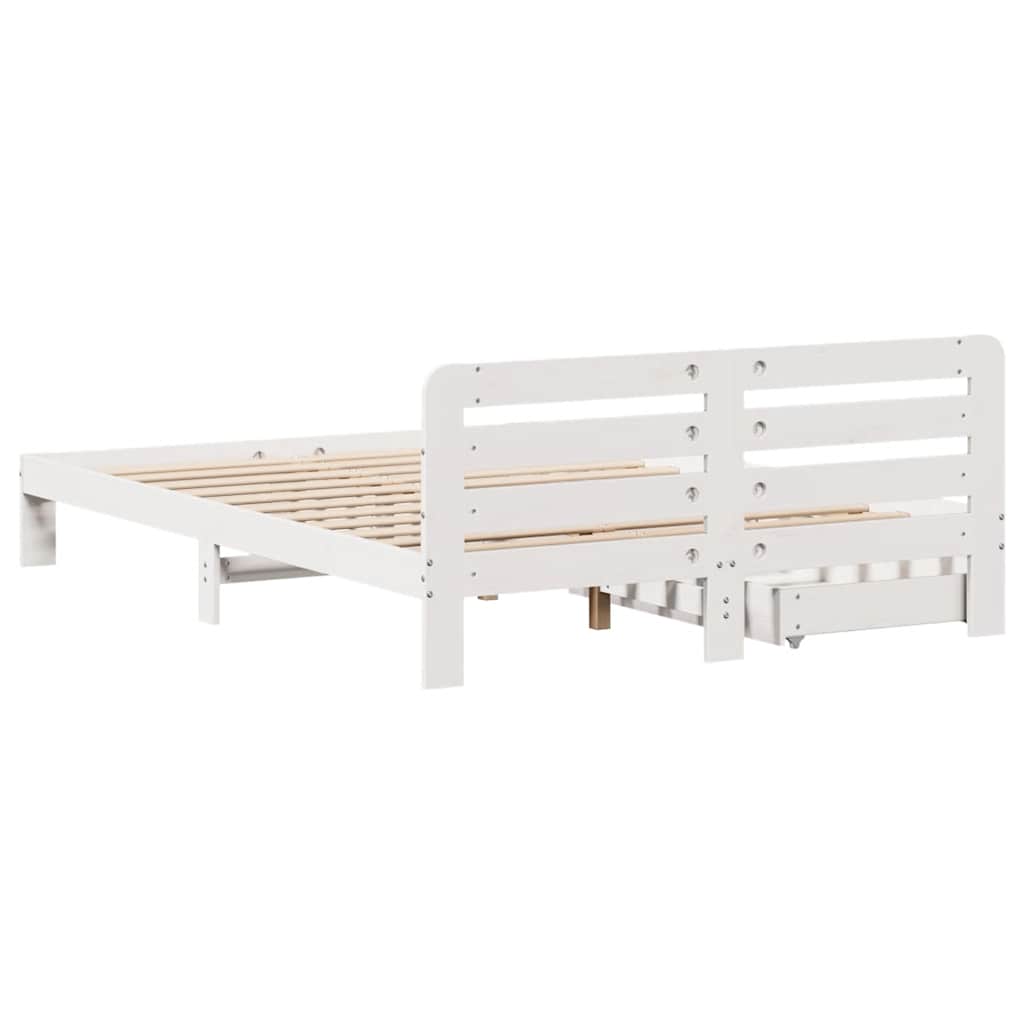 Bedframe zonder matras massief grenenhout wit 135x190 cm is nu te koop bij PeponiXL, paradijselijk wonen!