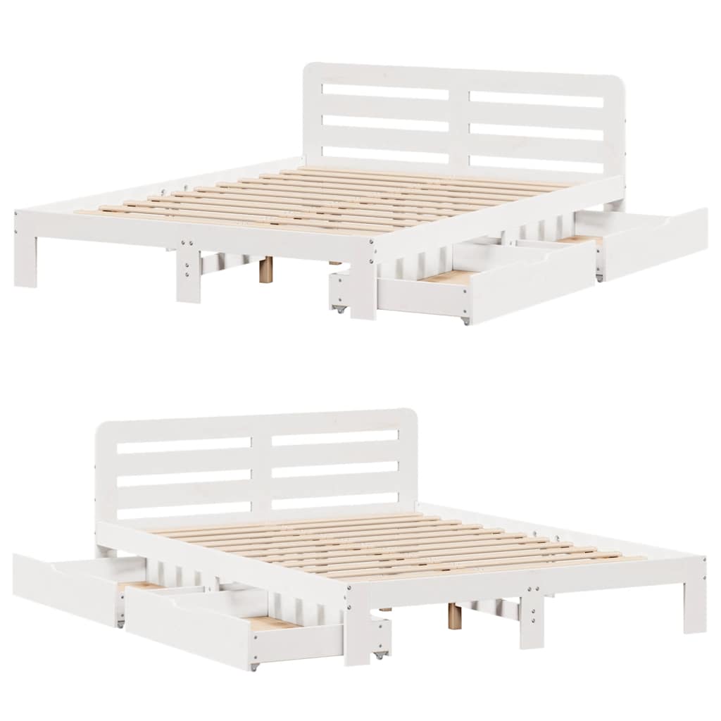 Bedframe zonder matras massief grenenhout wit 135x190 cm is nu te koop bij PeponiXL, paradijselijk wonen!