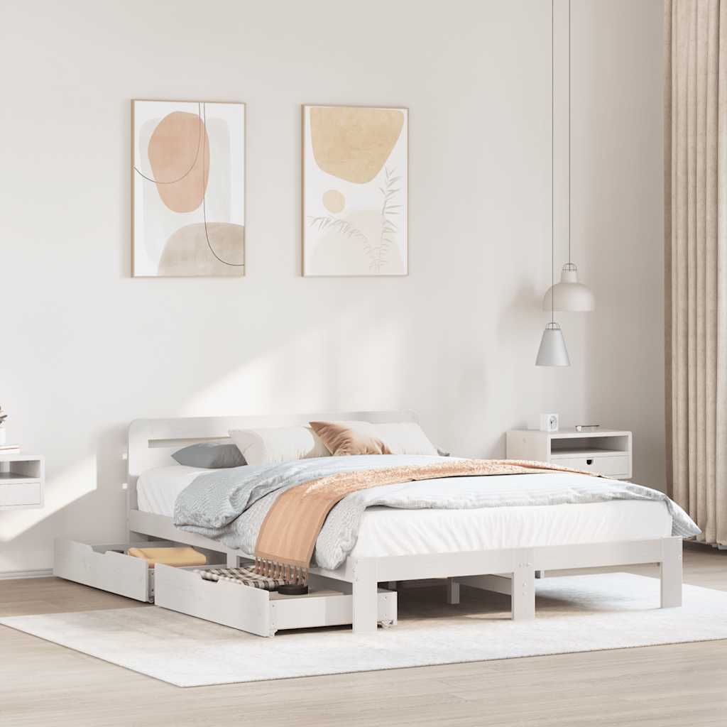 Bedframe zonder matras massief grenenhout wit 135x190 cm is nu te koop bij PeponiXL, paradijselijk wonen!