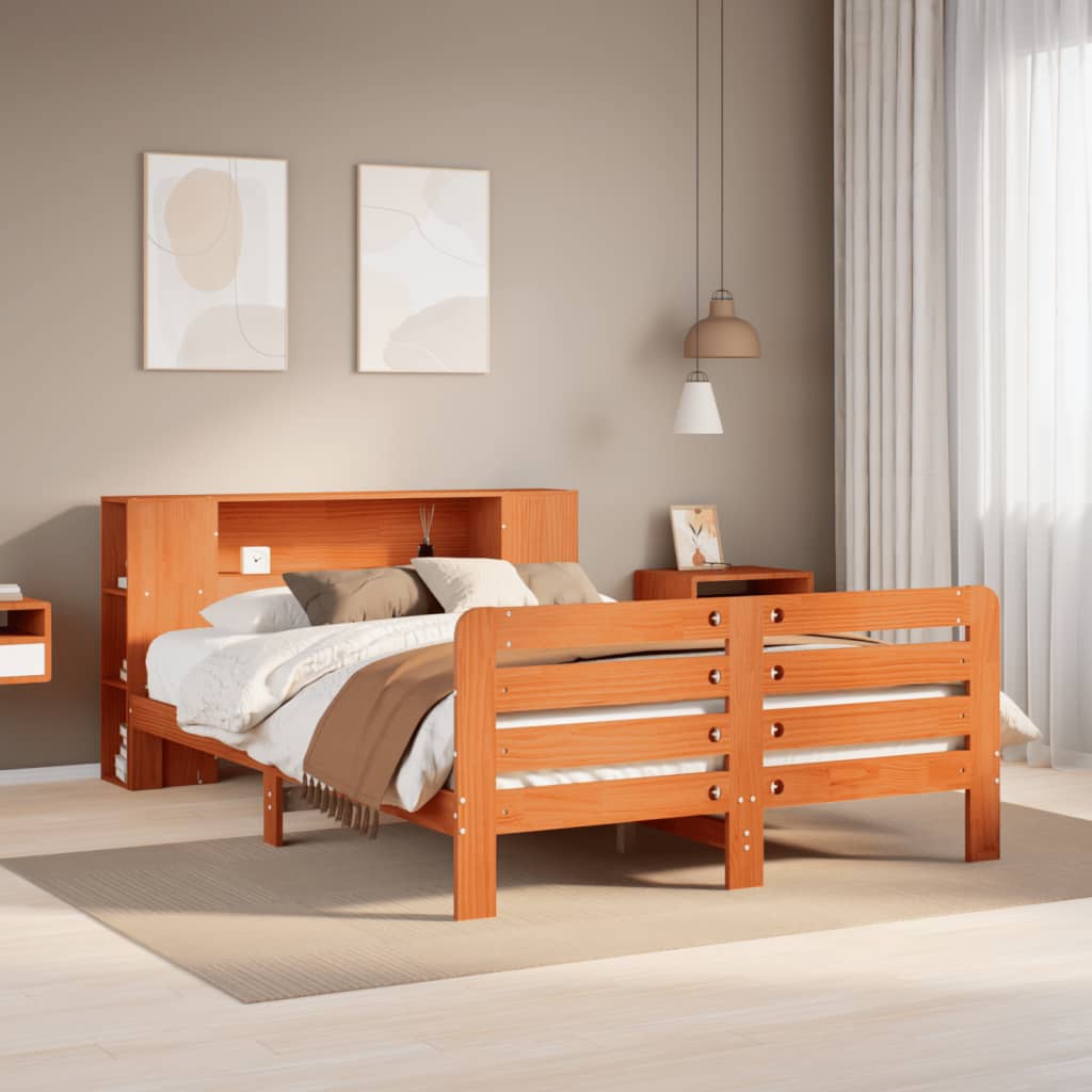 Bedframe zonder matras massief grenenhout wasbruin 140x200 cm is nu te koop bij PeponiXL, paradijselijk wonen!