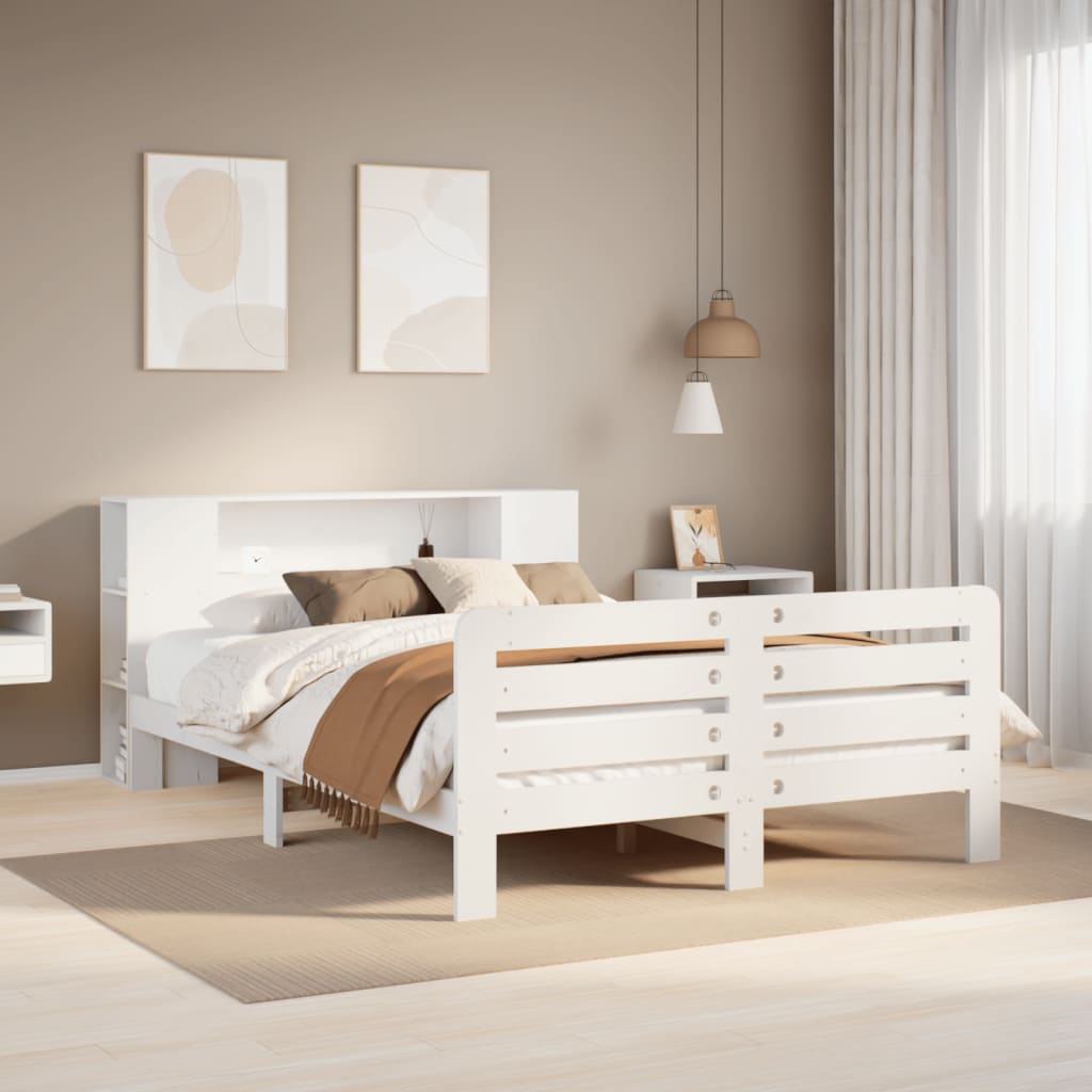 Bedframe zonder matras massief grenenhout wit 150x200 cm is nu te koop bij PeponiXL, paradijselijk wonen!