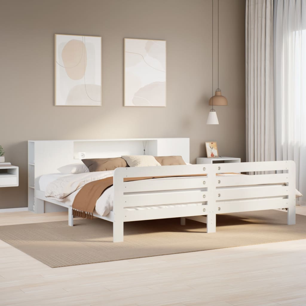 Bedframe zonder matras massief grenenhout wit 200x200 cm is nu te koop bij PeponiXL, paradijselijk wonen!